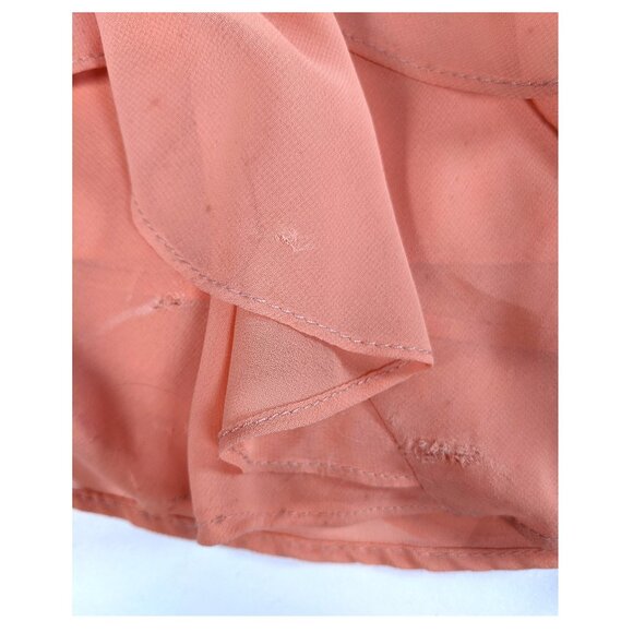 Cachet Lovely Pink Peach Chiffon Ruffle Evening Dress Long Gown sz 8 V-Neck - Picture 10 of 10